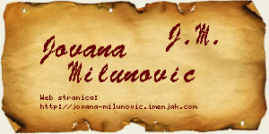 Jovana Milunović vizit kartica